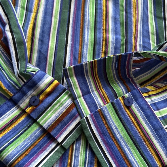 Zac & Rachel Multicolor Striped Button Up Shirt Retro Vibes Long Sleeve Medium - Picture 4 of 9